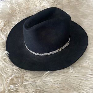 John Stetson black felt vtg vintage cowboy cattleman Texas rodeo hat beaver fur